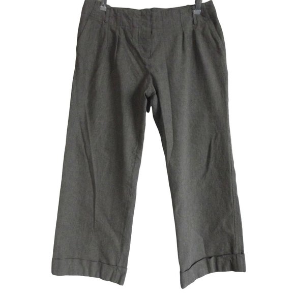 "JENNE MAAG BLACK/WHITE" 6 x 25.5" Brown Tweed Crop Pants cropped capri capris - Picture 1 of 9